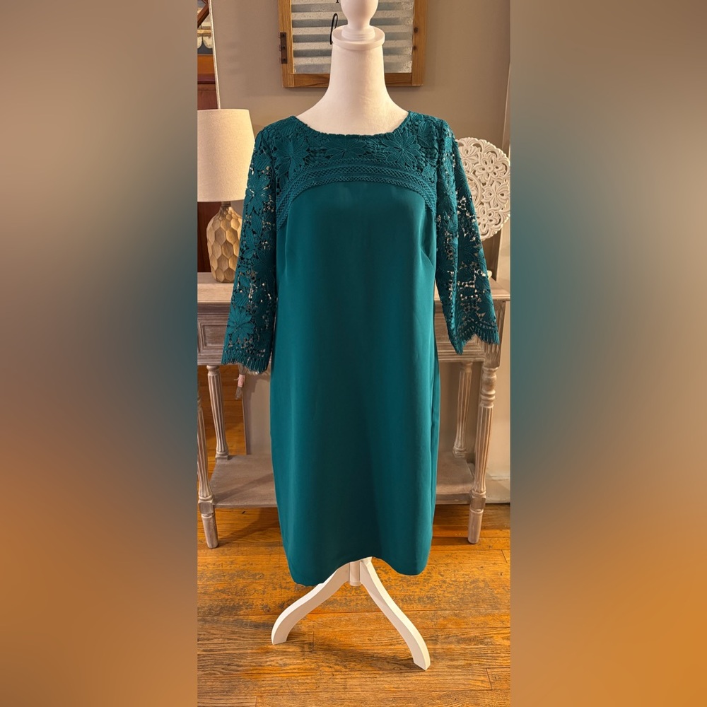 RSVP by Talbots Lace Sleeve Sheath Dress - Picture 3 of 12